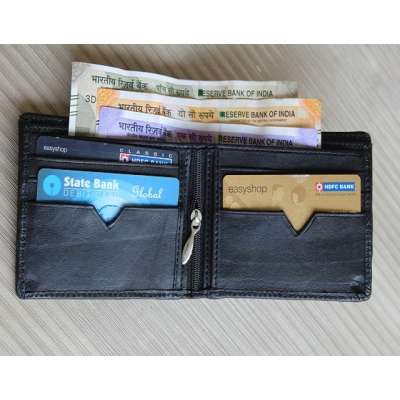 Black Leather Wallet Handmade Casual Wallets For Mens