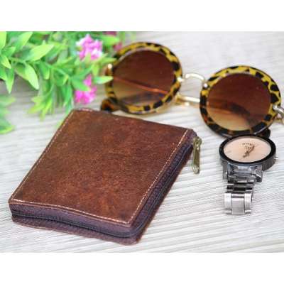 Brown Leather Wallet Handmade Casual Wallets Purse Men