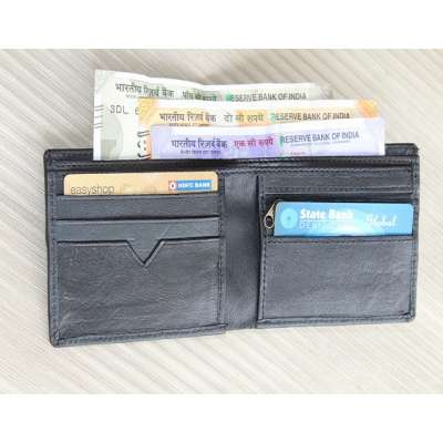 Handmade Genuine Black Leather Wallets Casual Gift For Man