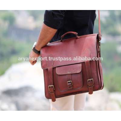 Handmade Real Goat Leather Office Use Unisex  Messenger bags