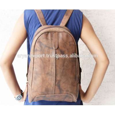 Brown  Genuine Leather College Student Classic Stylish Backpack