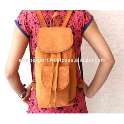 Real Suede leather Stylish Day Backpack and Soft Backpack