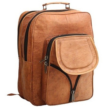 Real Goat Leather Handmade Unisex Laptop Rucksack 12*16 Inch  Backpack