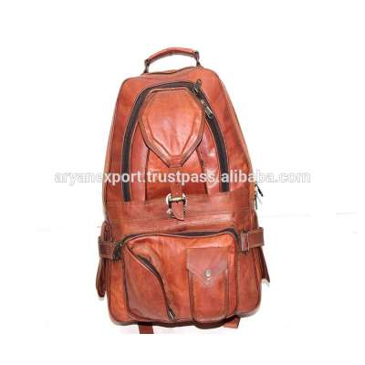 Real Goat Leather Vintage Style Rucksack Backpack Bag